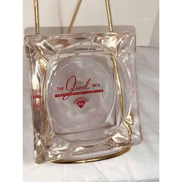 Vtg Ashtray 3 1/2" The Jewel Box Business Advertising Clear Glass Memorabilia - Picture 1 of 5